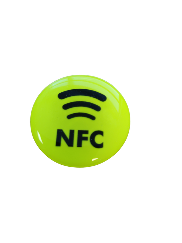 NFC-tunniste logolla 29 mm NTAG213 | Neon keltainen